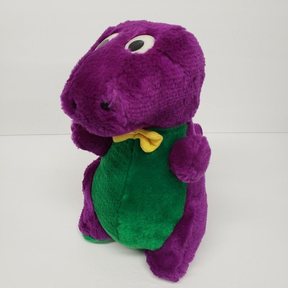 M.A.D Trading 10" Purple Green Dinosaur Yellow Bow Tie Plush